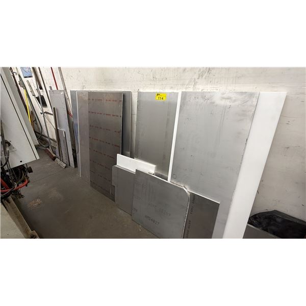 SECTION OF ASSORTED SIZE & SHAPE ALUMINUM PANELS