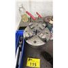 Image 1 : 2-TIER METAL STAND WITH ASSORTED CONTENTS INCLUDING; 4-JAW LATHE CHUCK & MORE *MUST TAKE ALL*