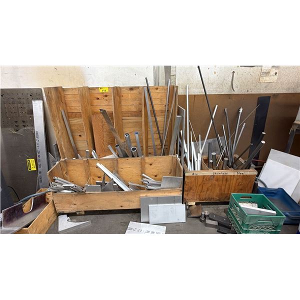 SECTION OF ASSORTED SIZE ALUMINUM BARS, RODS, PANELS & MORE *MUST TAKE ALL*