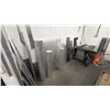 Image 1 : SECTION OF ASSORTED ITEMS INCLUDING; ALUMINUM POLES, SHEETS & OTHER PIECES, PORTABLE WORK TABLE,