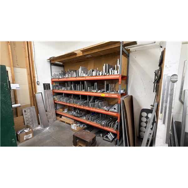 SECTION OF PALLET RACKING WITH ASSORTED ALUMINUM FABRICATION MOLDS CONTENTS *MUST TAKE ALL*