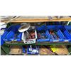 Image 2 : 4-TIER STEEL SHELVING UNIT WITH ASSORTED HAND TOOLS, BITS, ALUMINUM & MORE CONTENTS *MUST TAKE ALL*