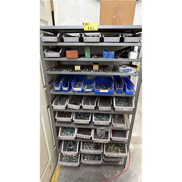10-TIER METAL SHELVING UNIT WITH ASSORTED HARDWARE CONTENTS