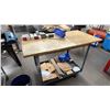Image 1 : PORTABLE 2-TIER WORK TABLE WITH ASSORTED CONTENTS INCLUDING; ALUMINUM BLOCKS, HAND TOOLS & MORE