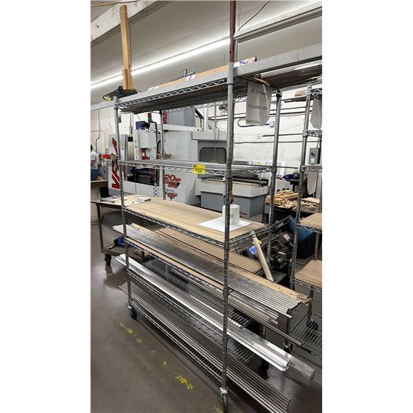 6-TIER METAL ROLLING RACK WITH ASSORTED ALUMINUM CONTENTS
