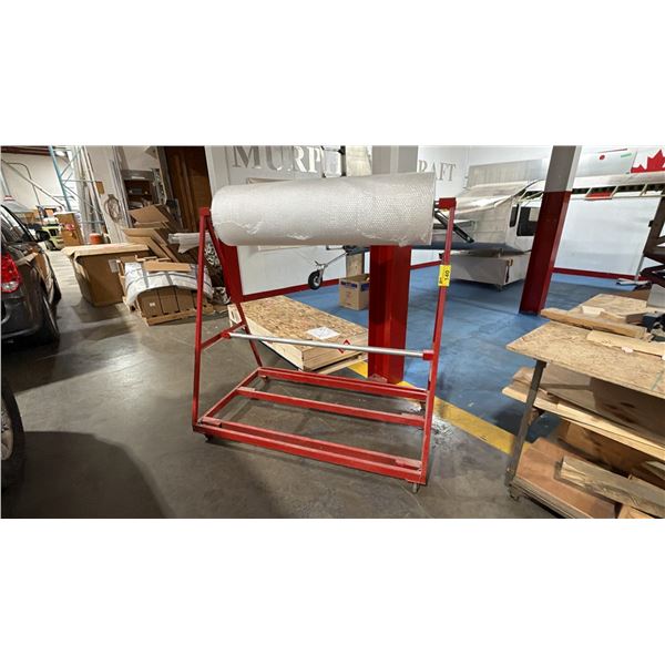 PORTABLE STEEL 2-TIER PACKAGING BUBBLE WRAP ROLLER CART