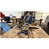 Image 1 : 3-TIER PORTABLE METAL WORK TABLE WITH MASTERCRAFT HAWKEYE MITER SAW, RIDGID DRILL & ASSORTED WOOD