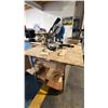 Image 2 : 3-TIER PORTABLE METAL WORK TABLE WITH MASTERCRAFT HAWKEYE MITER SAW, RIDGID DRILL & ASSORTED WOOD