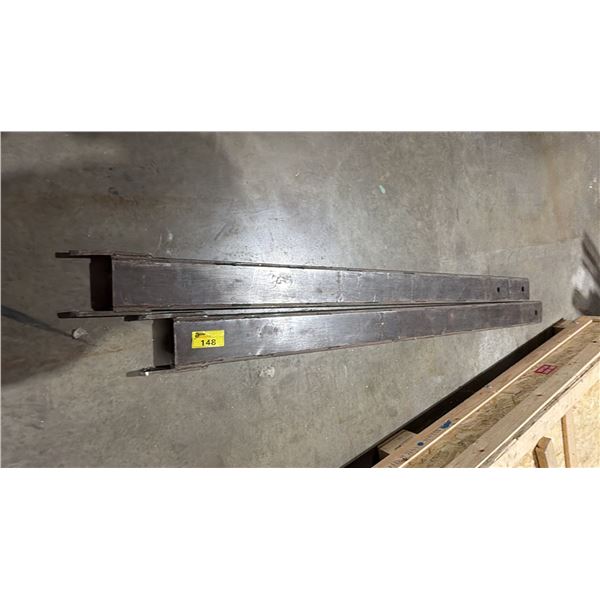 PAIR OF 8FT STEEL FORKLIFT EXTENSIONS WITH TOW HOOK HOLES