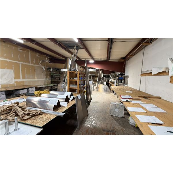 REMAINING CONTENTS OF ENTIRE UPSTAIRS ROOM INCLUDING; AIRPLANE PARTS, ALUMINUM PARTS, LADDER & MORE