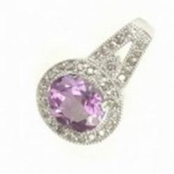 5ctw Amethyst & Diamond Pendant in 10KW