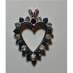 1.51 Carat Total Wgt. Blue & White Diamond Pendant
