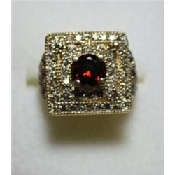 Garnet & Diamond Ring - 1ct Garnet w/ 1.50ctw Dia