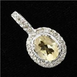 3 ctw Citrine & Diamond Pendant in 10K White Gold