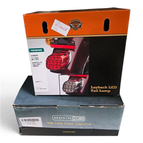 NIB (RV: $500) Harley-Davidson Layback LED Tail Lamp (#67800358) & Morimoto XB LED Fog Lights LF220