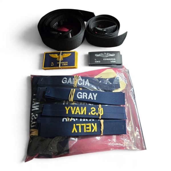 Group of Movie Set - US Navy Patches, Belts, Etc.