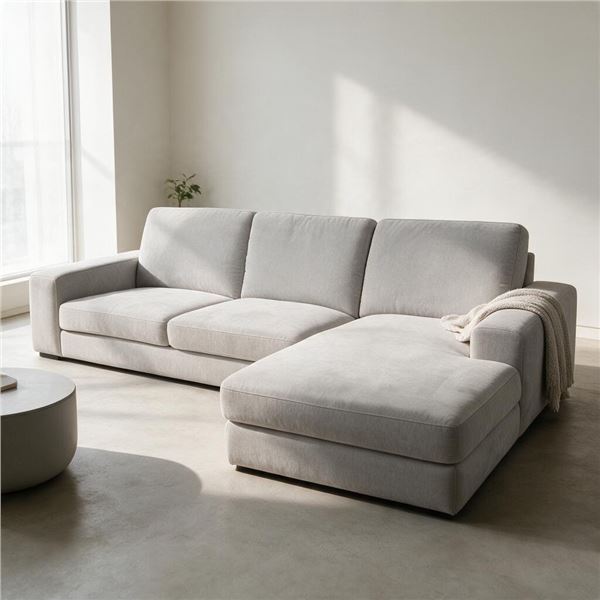 Modern Light Grey Upholstered 3-Seater Sofa