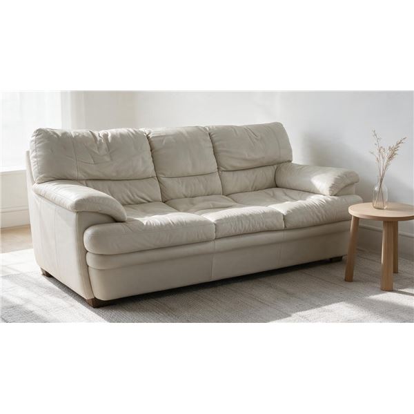 NEW Display Natuzzi Edition Cream Leather 3-Seater Sofa - R.V. $4,000