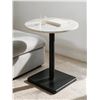Image 1 : Round White Marble-Look Accent Side Table with Black Metal Base