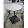 Image 2 : Round White Marble-Look Accent Side Table with Black Metal Base