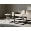 Image 1 : Modern Black Rectangular Coffee Table w/Round Glass Top White End Table