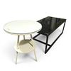 Image 2 : Modern Black Rectangular Coffee Table w/Round Glass Top White End Table