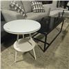 Image 3 : Modern Black Rectangular Coffee Table w/Round Glass Top White End Table