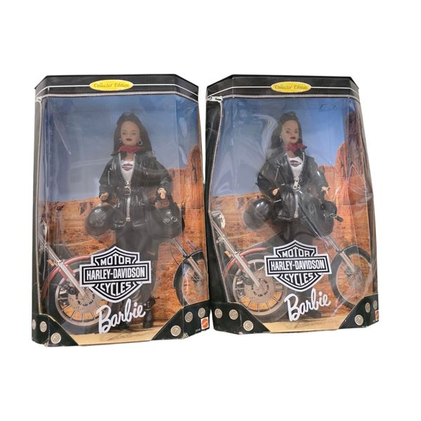 2 Harley-Davidson Collector Barbie Dolls in Original Boxes