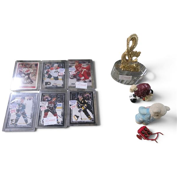 NHL Hockey Trading Cards, Gold-Tone Dragon Figurine & Collectible Teddy Bear