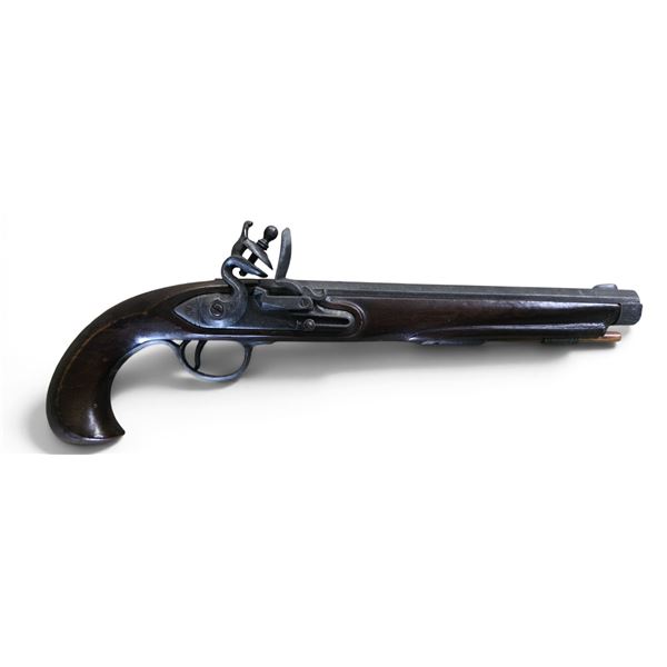 Decorative Antique-Style Flintlock Pistol Replica with Engraved Silver-Tone Metalwork