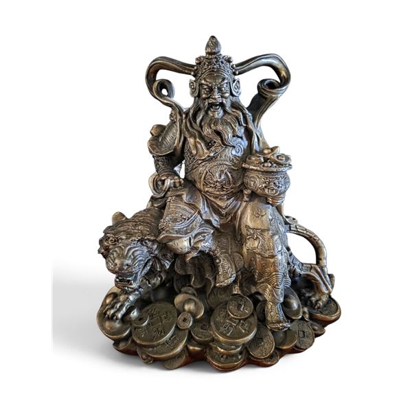 Metal God of Wealth Statue, Approx. H10" x 9"