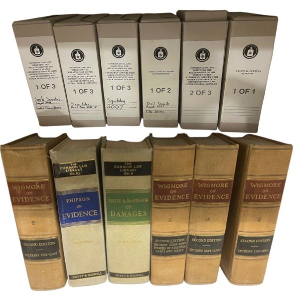 Group of Set Dec Archival Binders & Vintage Wigmore, Maxwell Law Books