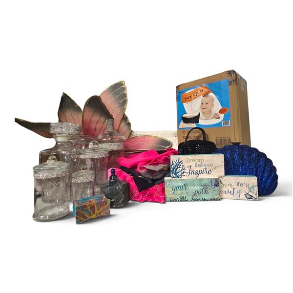 Group of Mermaid Kid Décor - includes Jars, Purses, Kid Costumes & More