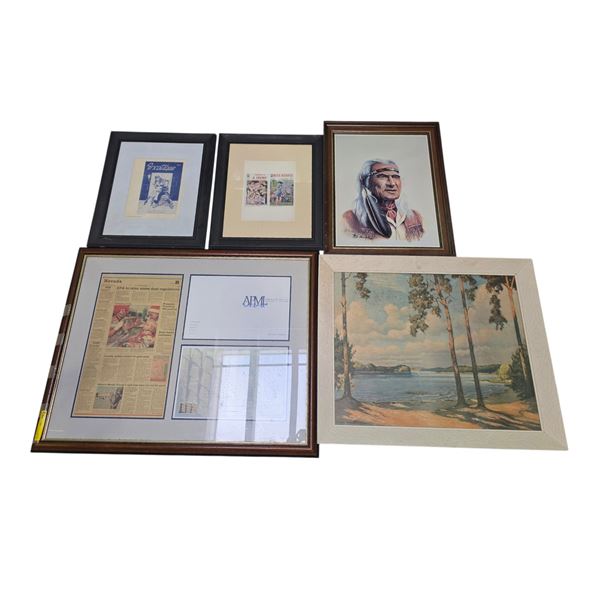 Group of 6 Assorted Art & Framed Newspaper Prints