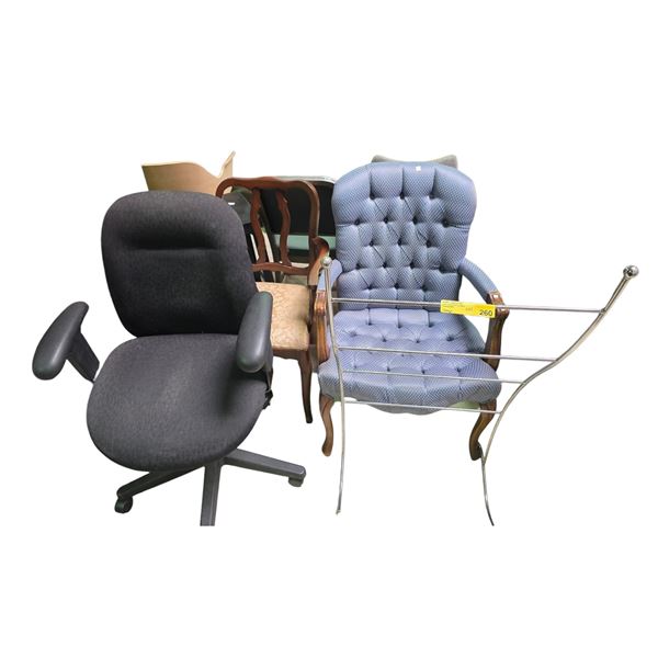 Group of 7 assorted Chairs, Stool & Armchairs