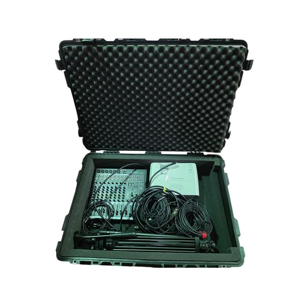Professional Audio Equipment Kit in a Pelican 1730 Case - includes Mackie Pro Mixer, Cable, Tripod &