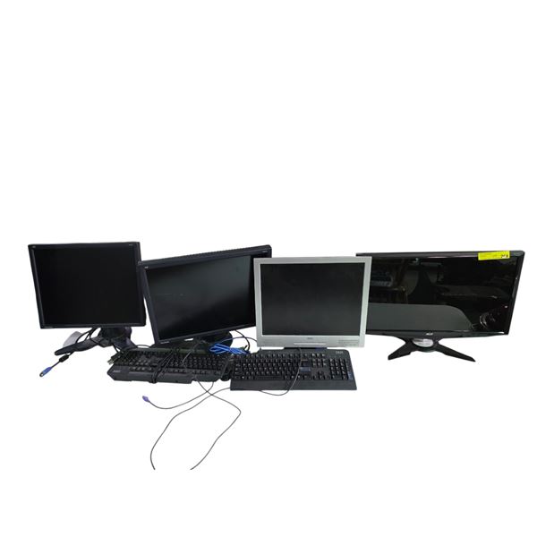 Group of 5 assorted Monitors - includes 2 Keyboards