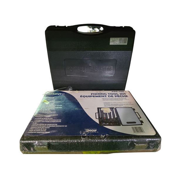 Fishing Kit - includes Fishing Rods, NEW Tool Kit & Gas Stove in Hard Case