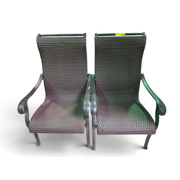 Pair of Brown Metal Patio Chairs, W24.5" Each