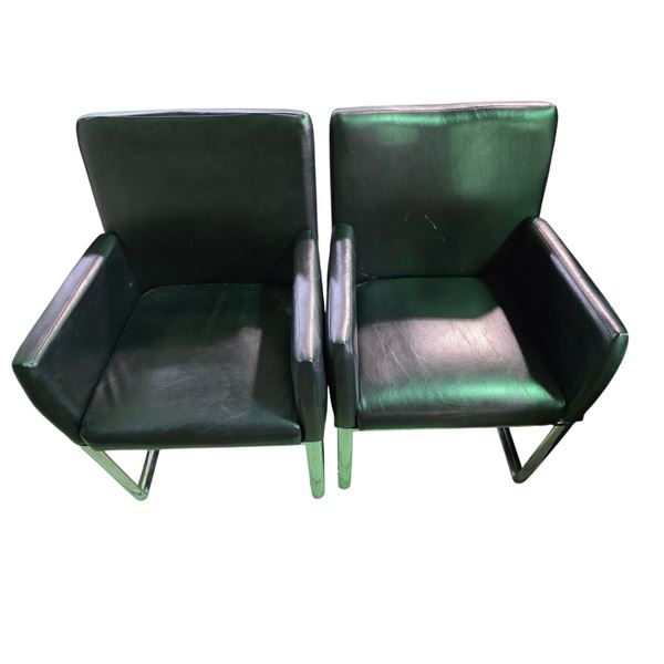 Pair Black Upholstered Chairs - some minor wear
