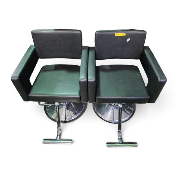 2-Pcs Barber Salon Swivel Chair with Hydraulic Pump and Adjustable Height
