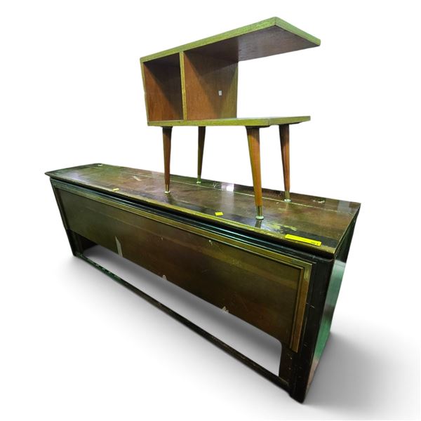 Vintage Wooden Side Table (H23" x W23.5") and Long Cabinet with Storage (H30" x W81")