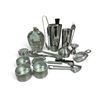Image 1 : Barware Set with Shaker, Strainer, Jigger, and Glasses