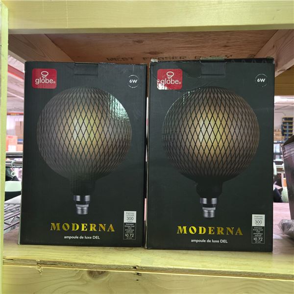 2-Box Moderna Globe 6W LED Light Bulbs, Black Finish