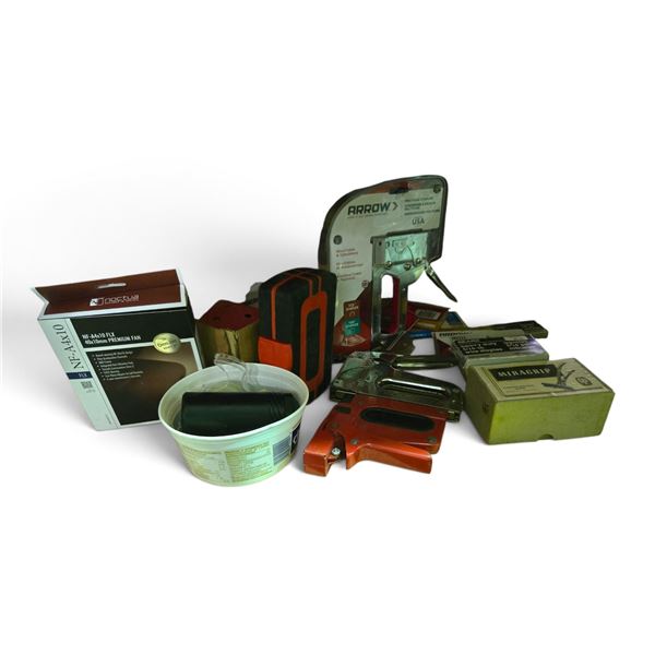 Group of Misc Items - Staple Guns, Miragrip, Noctua NF-A4x10 Premium Fan, and More