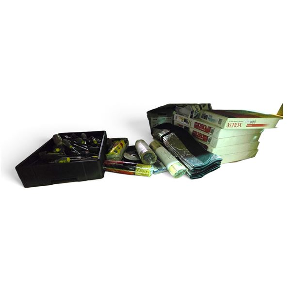 Group of Misc Hand Tools, Fiber Sheet, Cork-Rubber Sheet, Xerax Astels Multipurpose Paper, and More