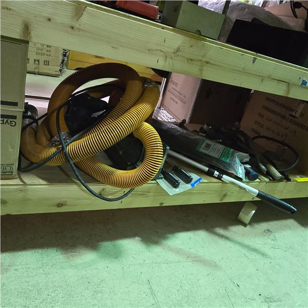 Shelf of Misc Tools, Hoses, Keyboards, and More