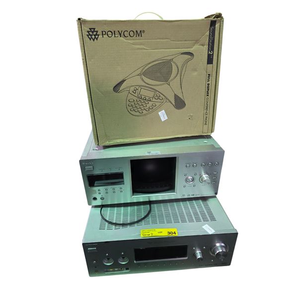 Group of 3 - Sony Multi-Channel AV Receiver (STR-DG900) and CD/DVD Player (DVP-CX777ES) with Polycom
