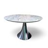 Image 1 : Round Marble-Look Top Dining Table, Dia. 47"
