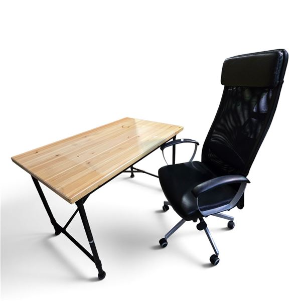 Office Furniture Set: 43" Wooden Top Desk (Metal Frame) and Office Chair